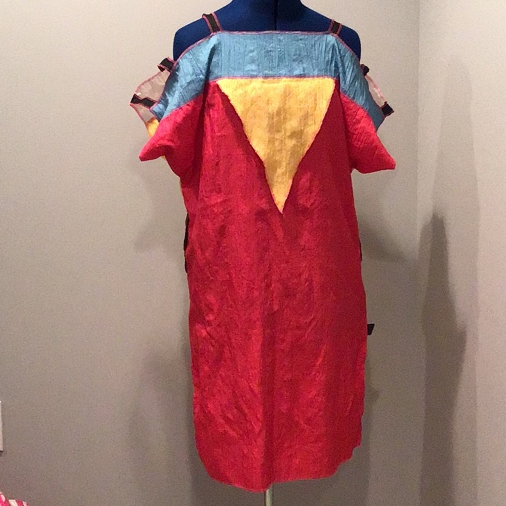 Fabulous Vintage Colorblock dress Open shoulder M/L